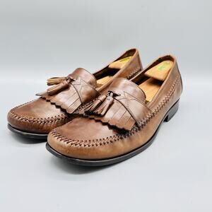 Bass Shoes Mens 11.5 Brown Leather Peterman Tassel Kiltie Loafers Vtg Slip On